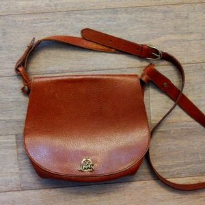 Vintage Ralph Lauren brown leather crossbody saddlebag purse